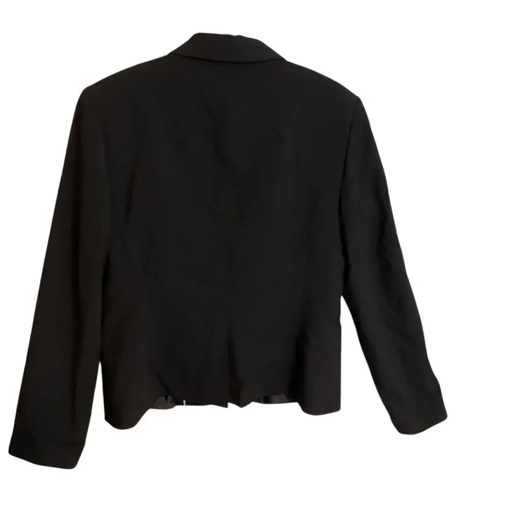 CALVIN KLEIN Blazer Jacket Women's Size 10 Black Lined Stretch 2 Buttons - Picture 3 of 10